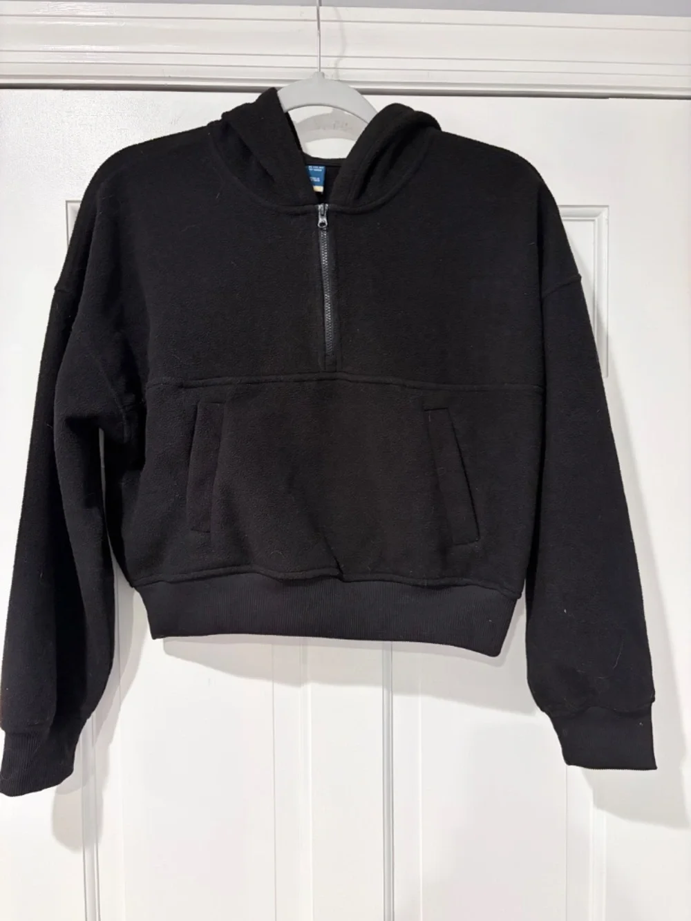 Old Navy Black Cropped Half Zip Hoodie Girls XL 14-16
